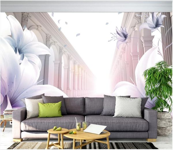 

3d wallpaper custom p elegant european roman column flower 3d stereo tv background wall murals wallpaper for walls 3 d living room