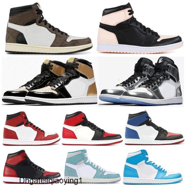 

high og 1 travis scotts crimson tint gold 3 gold toe basketball shoe men 1s unc pass the torch sneakers with box, Black