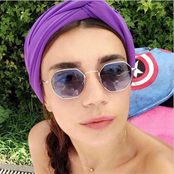 

new hexagon fashion ladies sunglasses classic brand design retro round men's glasses iron frame uv400 sunglasses, Blue