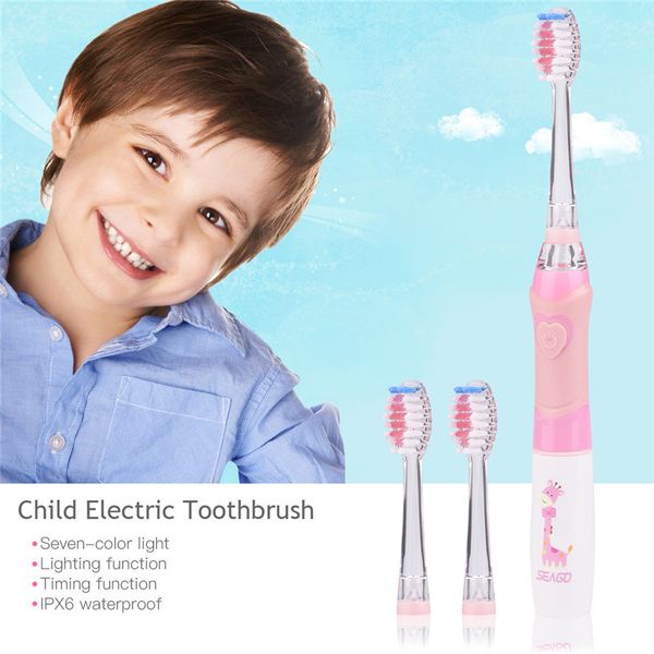 

battery seago cartoon electric toothbrush sonic teeth brush waterproof children kids dental oral brushes teeth care led light
