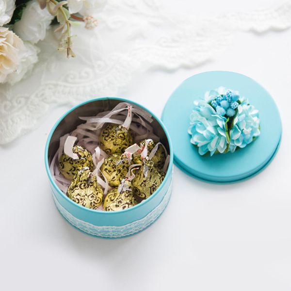 

10pcs tinplate candy box wedding party supplies birthday party favor gift box with flower wedding decoration