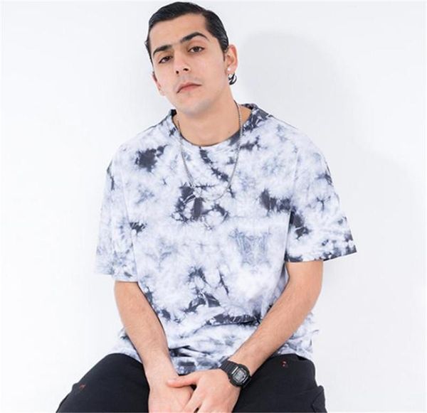 

tie dye mens designer tshirts fashion loose print panelled short sleeve mens tees casual males clothing, White;black