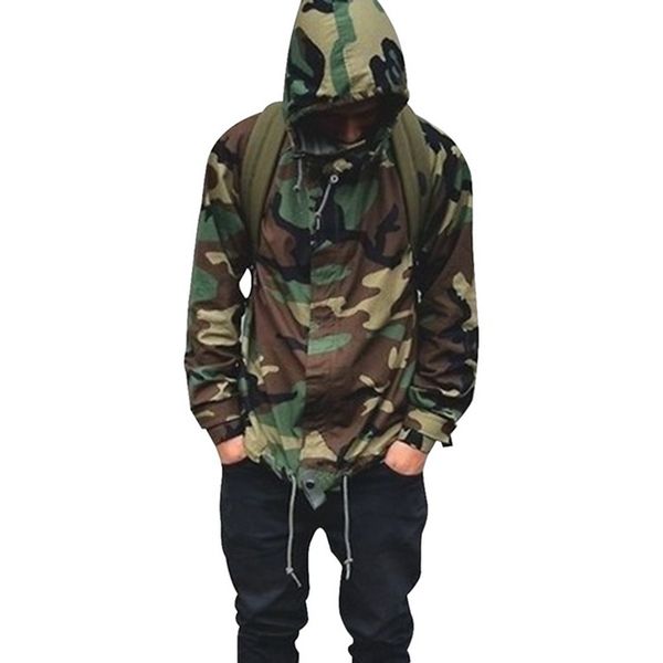 

mjartoria fashion camouflage print hooded male jacket zipper bomber jacket plus size camping outwear hip hop homme streetwear, Black;brown