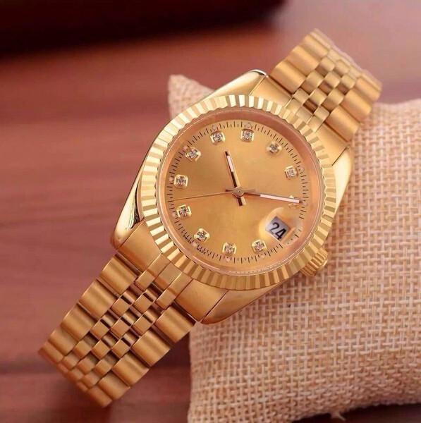 

original gold luxury men's watch advanced design fashion stainless steel quartz movement watch men and women watch, Slivery;brown
