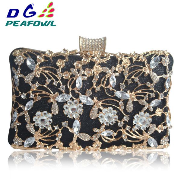 

fashion hollow out metallic floral women imperial horse small wallet call phone package lady evening clutch bags