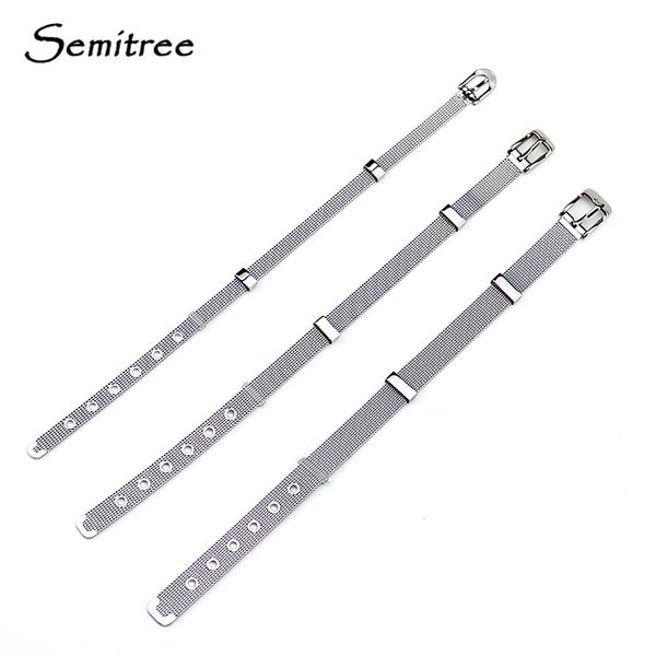 

semitree 1pc 316 stainless steel fine polishing adjustable mesh watch belt bracelet bangle diy charms jewelry making accessories, White