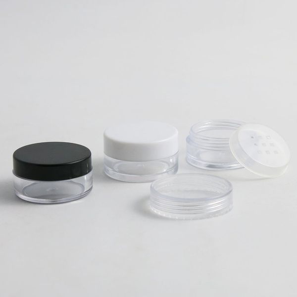 50 x 10g DIY mini portáteis Jar pequeno pote Box Maquiagem Nail Art Cosmetic creme Jar Black Box Limpar White Cap recipiente plástico