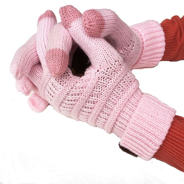

fashion-screen gloves winter knitted gloves for women men fashion stretch woolen knit warm full finger gloves mittens drop shipping, Blue;gray