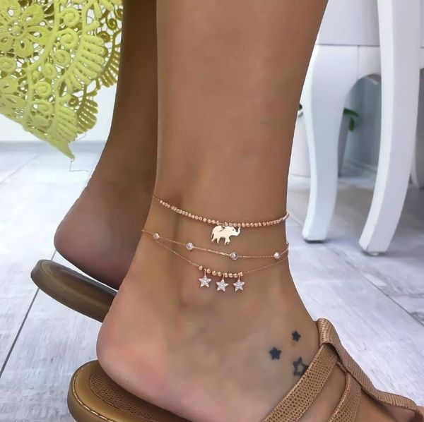 

2019 fashion bracelet for women golden elephant stars 3 pcs bracelet summer gift for birthday friends beach holiday, Black