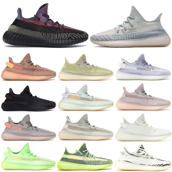 

mens women cloud white running shoes black static citrin reflective kanye west yecheil zebra with box stockx tag sports designer sneakers