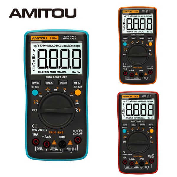 

t104 intelligent protection digital multimeter ac/dc ammeter voltmeter auto multimetro temperature resistance capacitance tester