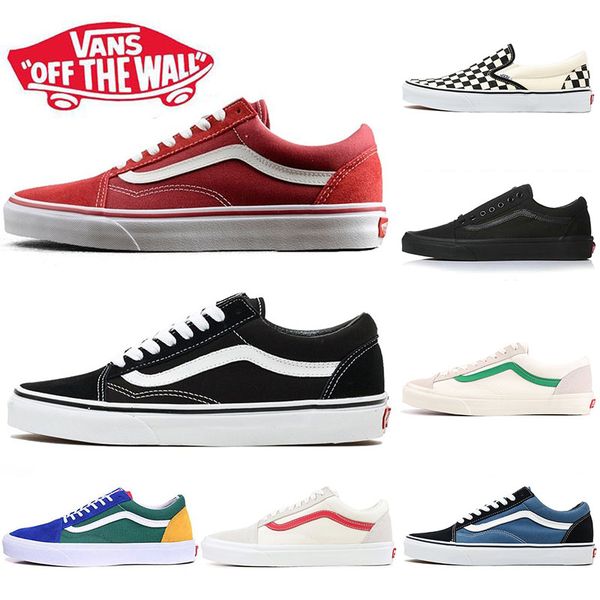 

wholesale original van old skool sk8 canvas sneakers fear of god triple black white checkerboard platform outdoor flat skateboard shoes, White;red