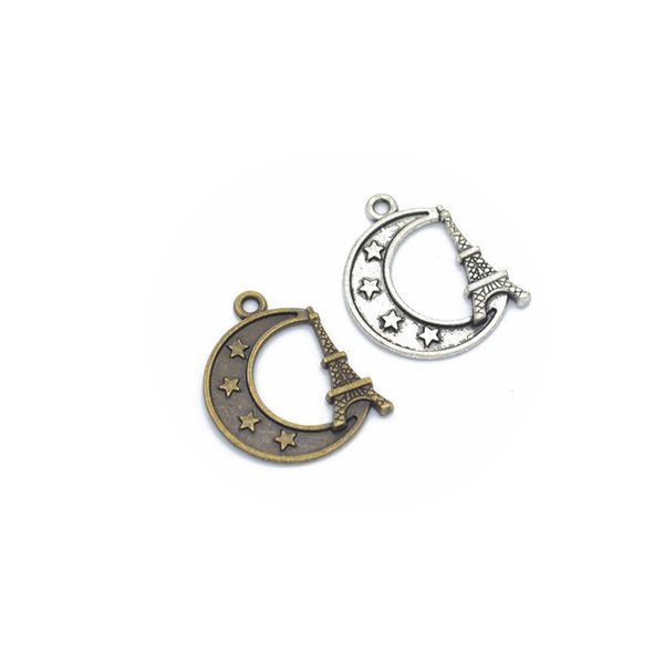 

25pcs charms moon tower 22x20mm antique silver bronze jewelry making charm fit earring necklace bracelet handcraft, Bronze;silver