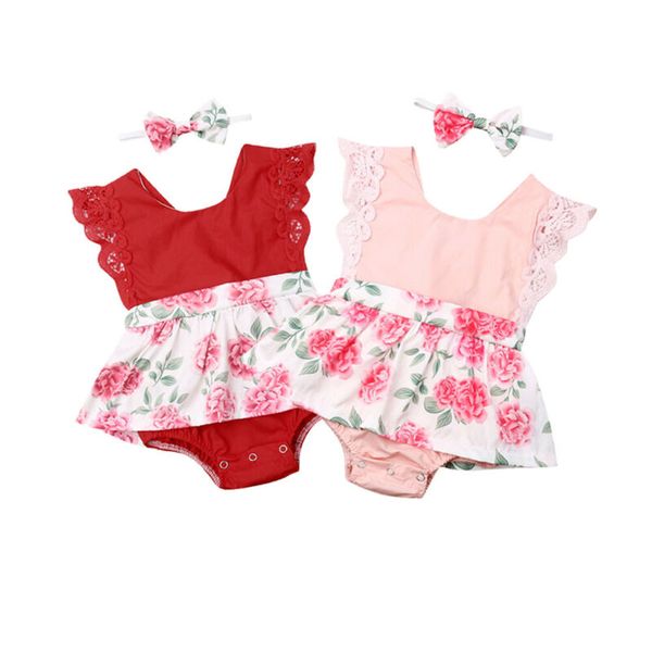 

fashion kids baby bibs toddler girl sleeveless romper jumpsuit playsuit summer lace ruffle clothes, Blue