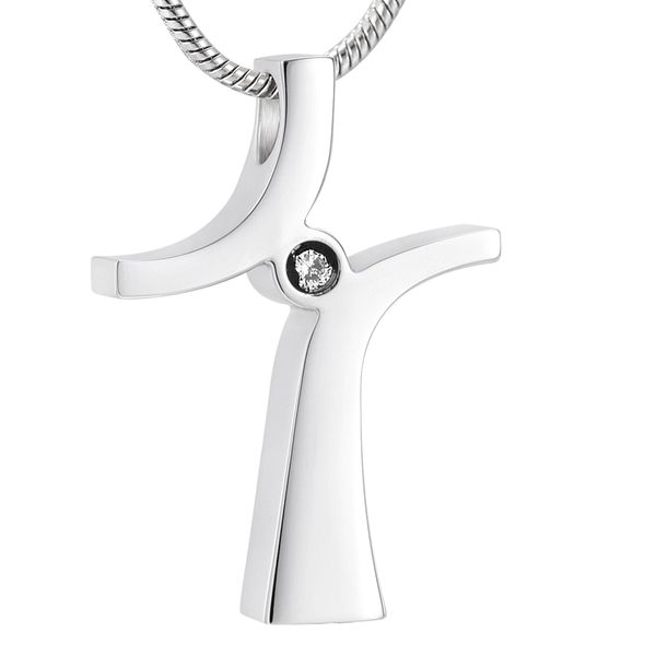 

ijd10027 men women cremation necklace with screw hold ashes memorial urn locket stainless steel jewelry cross casket, Silver