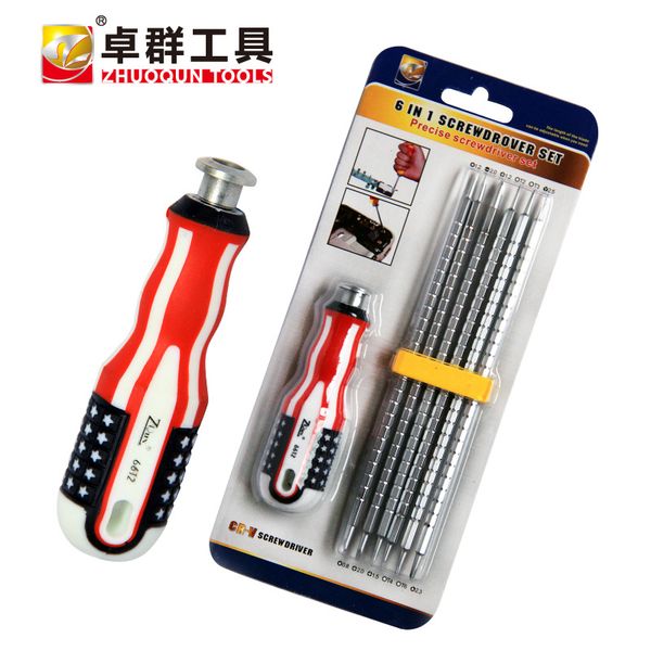 

6-in-1 double headed dual purpose retractable batch rod multifunctional screwdriver combination hardware kits