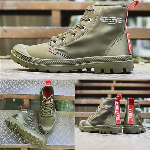 

2019 mens shoes originals palladium army green dare navy blue black sand pallabrouse military boots men women outdoor designer sport shoe