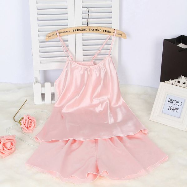 

women satin sling pajamas with shorts sleepwear lingerie underwear nightwear set sleepwear for women vaatteet store, Blue;gray