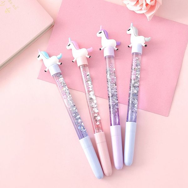 

cute unicorn gel pens 0.5mm kawaii gradient pens glitter crystal neutral for girl writing school office supplies stationery