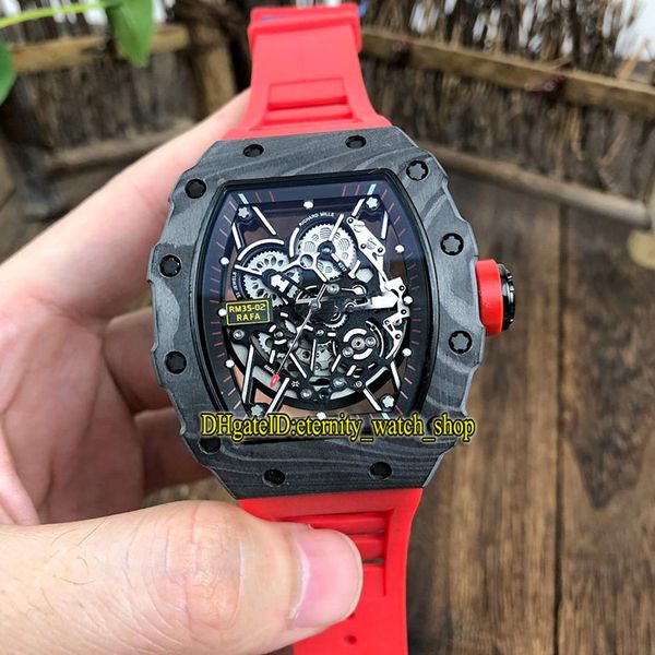 

r version rm 35-02 nadal ntpt carbon fiber case skeleton dial japan miyota automatic rm35-02 mens watch rubber sport designer watches, Slivery;brown