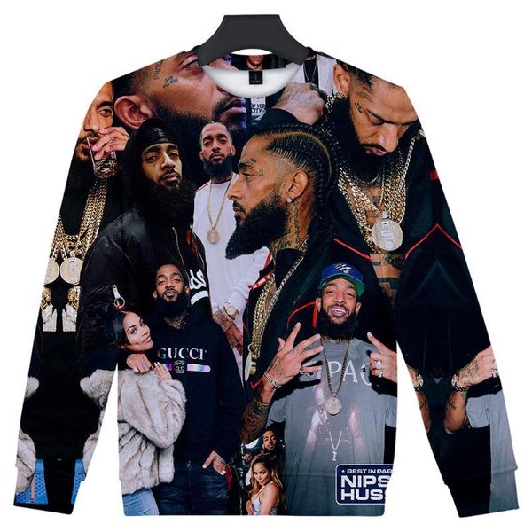 

hussle sweatshirts hoodies women men o-neck long sleeves cotton harajuku print sweatshirt spring frdum 3d nipsey, Black