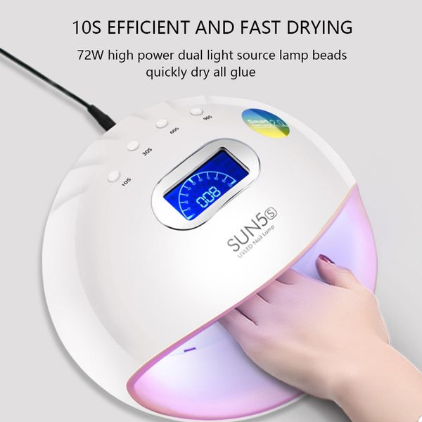 

sun5 s 72w led nail lamp nail dryer dual hands 30 pcs leds uv lamp for curing uv gel polish with motion sensing lcd display