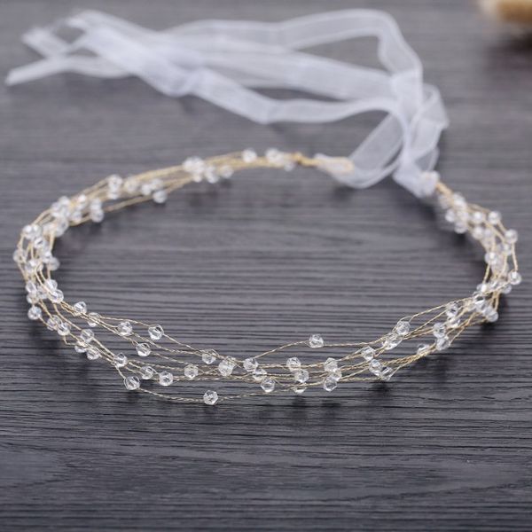 

fashion new hairband women luxury crystal pearl headband shine color head piece ladies girls wedding party hair accessories, Golden;white