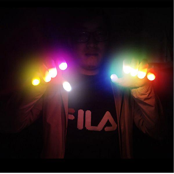 

1 pair funny novelty led light flashing fingers magic trick props kids amazing fantastic glow toys luminous gifts drop shipping