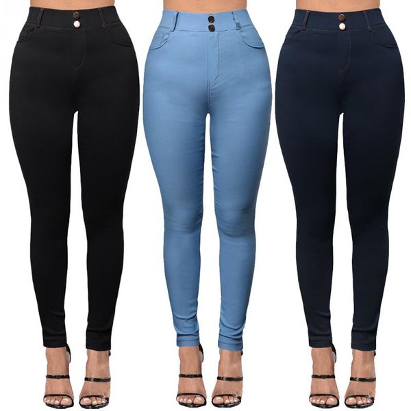 

new arrival trousers women fashion casual women tights pants slim stretch imitation denim solid color female pencil pants, Blue