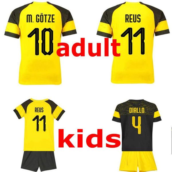 

18 19 Thai version Dortmund jersey 10 M.GOTZE 11 REUS PHILIPP SANCHO Football kit shirt FOR men women kids baby Soccer Jersey