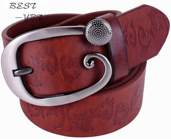 

wide belts for women brand full grain 100% genuine leather fashion cowgirl belt jeans strap designer flower y200513, Black;brown