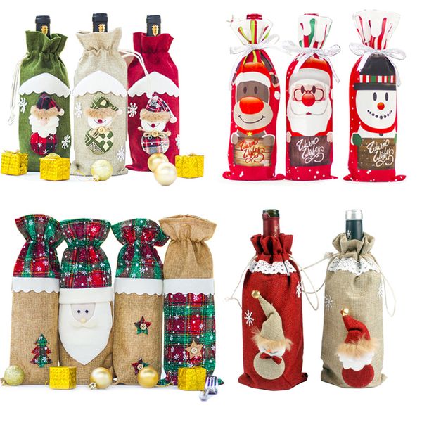

christmas wine bottle bag cover bag christmas decoration for home santa claus snowman gift holders xmas navidad decor