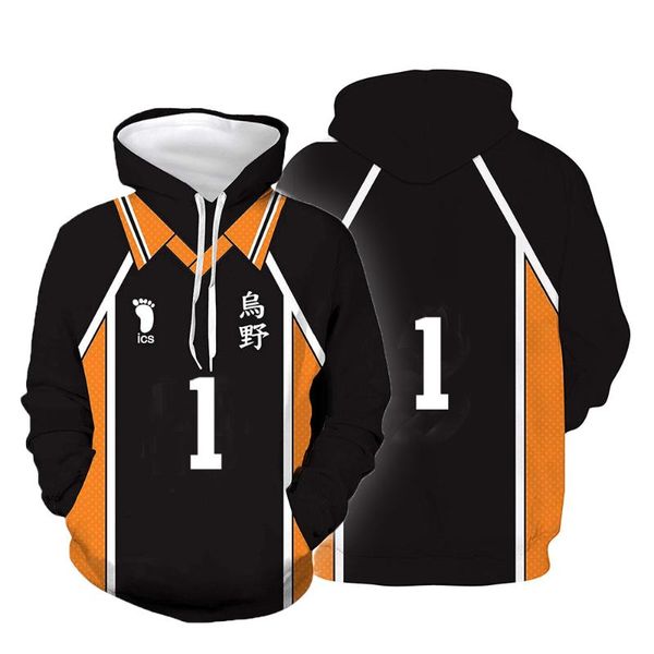 

косплей haikyuu hoodie волейбол аниме волейбол мальчики рисунок униформа взрослые дети повседневная с длинным рукавом 3d толстовки аниме япо, Black