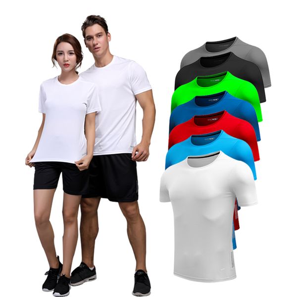 

running jerseys spandex men women t shirt quick dry fitness training exercise clothes gym sports shirts, Black;blue