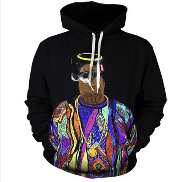 

new fashion sweatshirt men / women 3d hoodies print notorious b.i.g slim stylish hooded hoodies lms065, Black
