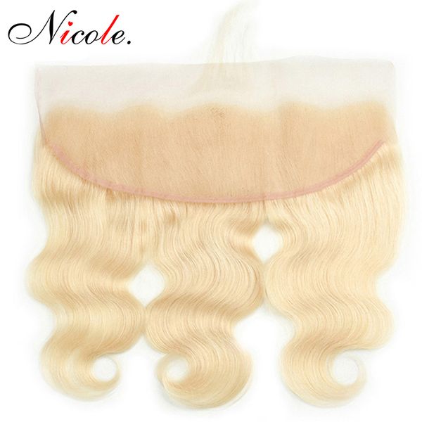 

николь бразильский объемная волна 613 светлый цвет 13 * 4 кружева закрытие 100% реми волос 10-20 дюймов бесплатная закрытие части наращивани, Black