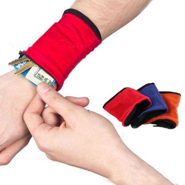 

флисовый кошелек на запястье молнии кошелек для спортзала на открытом воздухе путешествия походы ключ чехол изменение пота абсорбирующие зап