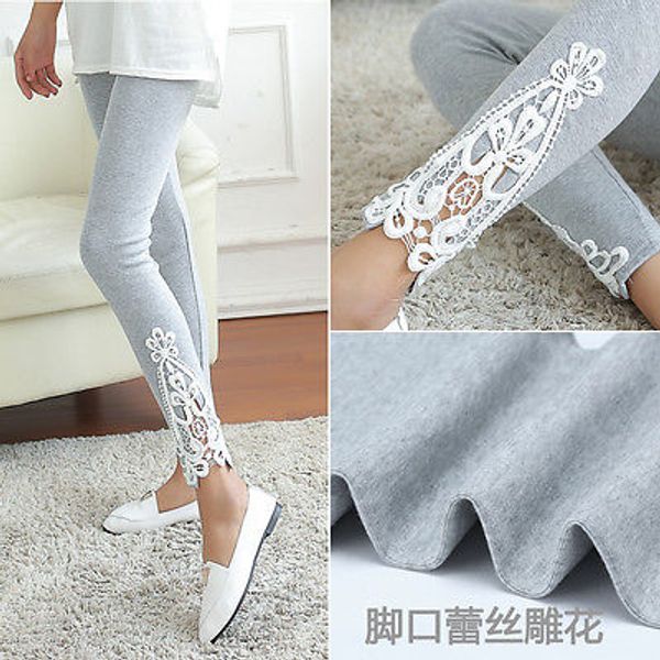 

new fashion womens lace crochet skinny leggings stretch jeggings pants, Black;white
