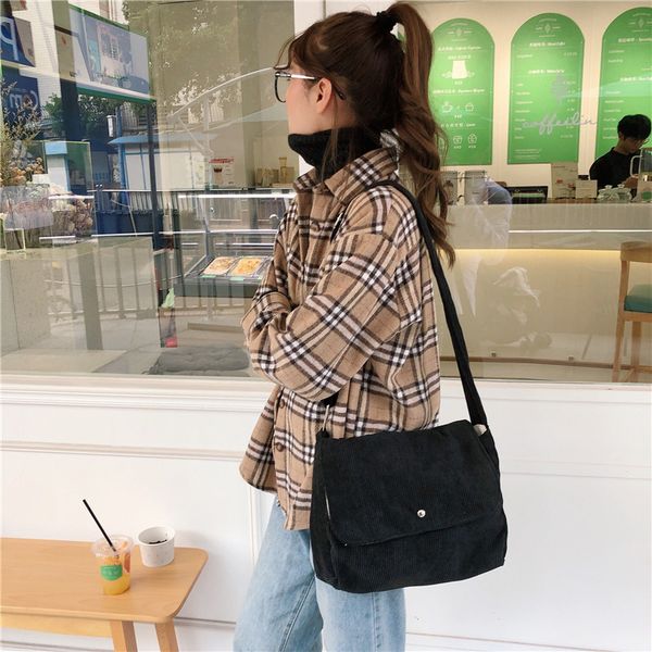 

raged sheep large capacity women corduroy tote bag solid color reusable shopping bags casual female handbag girls shopper bag