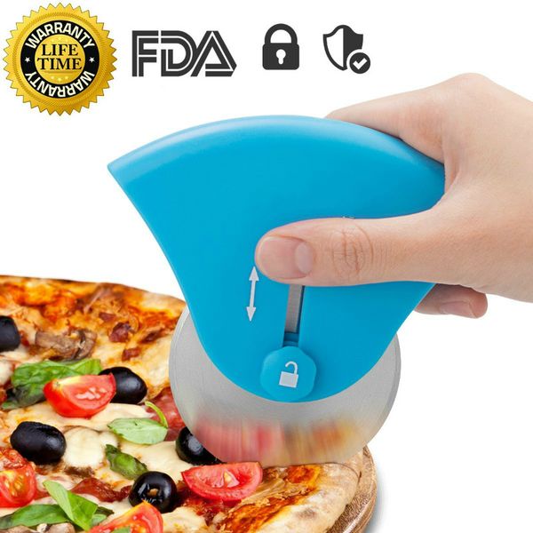 

pizza cutter wheel with protective telescopic stainless steel blade pizza knife bread knife