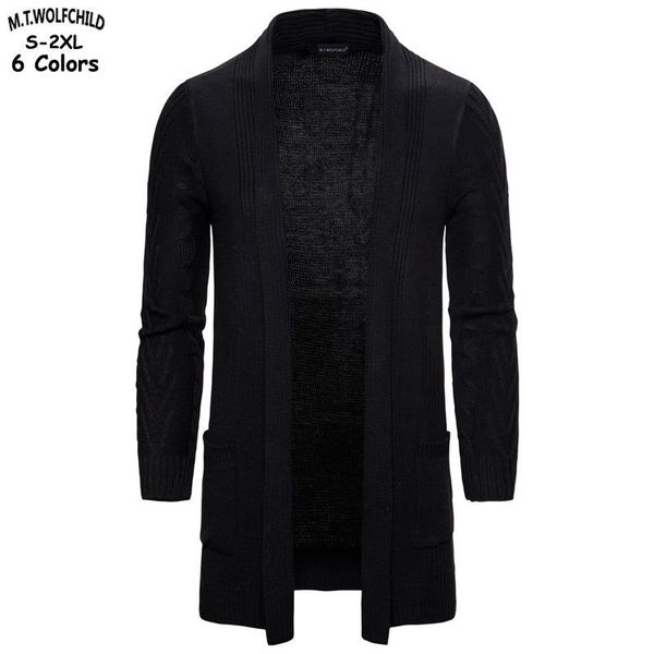 

2019 autumn winter men's long style cardigan knitted sweaters casual thick mens knitted coats fashion male clothing, White;black