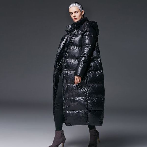 

2019 winter jacket women white duck down jacket coat thick snow outwear female hooded long plus size parkas, Black