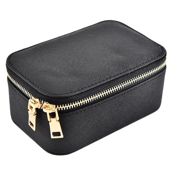 

jewelry box travel cosmetic jewelry organizer makeup lipstick storage box black