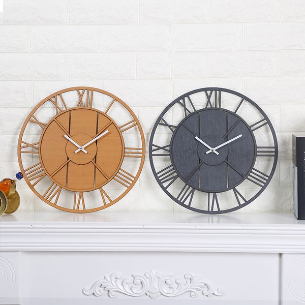 

creative minimalist digital clock wooden roman wall clock modern design bedroom study cafe fashion mute decorative quartz