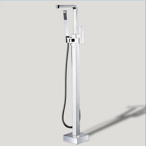 

Free shipping Floor Mounted Bathroom Bath Clawfoot Tub Filler Faucet Handshower Free standing Mixer Tap 012