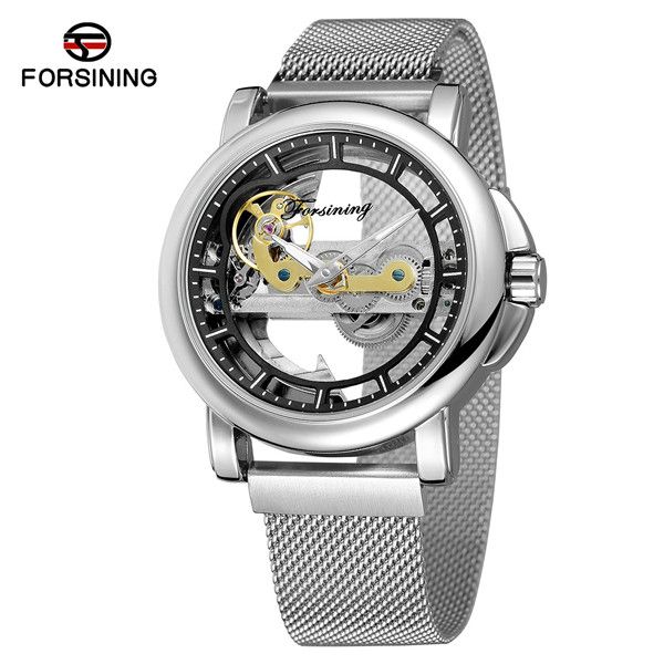 

new model hight quality men watch stainless steel silver watches 2813 automatic mechanical movement wristwatch sapphire watch, Slivery;brown