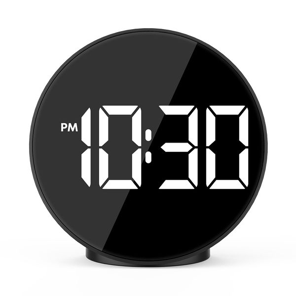 

led electronic alarm electronic clock with voice control temperature bedside small alarm creative mirror clock