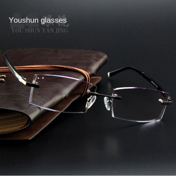 

finished myopia titanium myopia cutting frame 58106 men's glasses frameless glasses frame, Silver