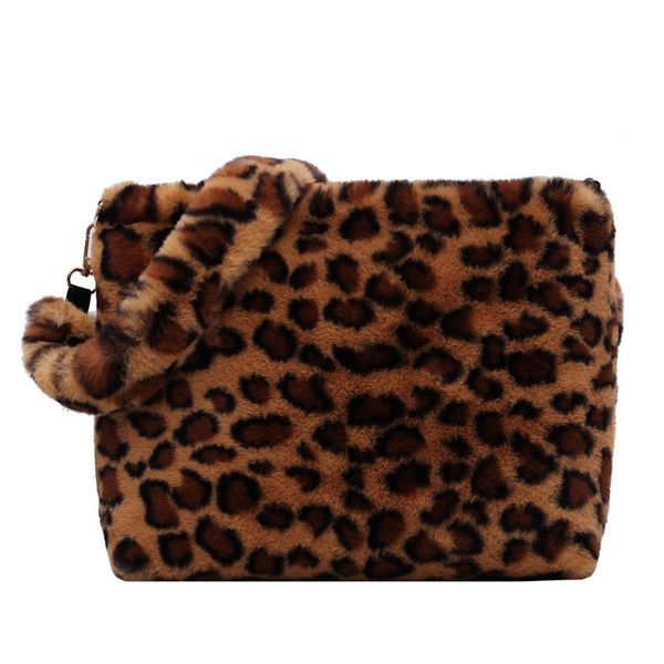 

asds-faux fur messenger bag leopard shoulder bag women's warm handbag