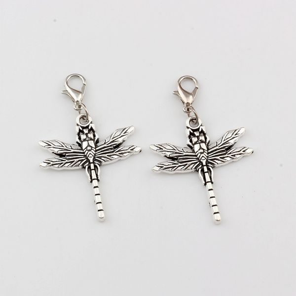 

100шт antique silver симпатичного dragonfly плавающего lobster застежек шарма шарики шарма браслет diy ювелирных изделия 28.2x46mm a-555b, Bronze;silver